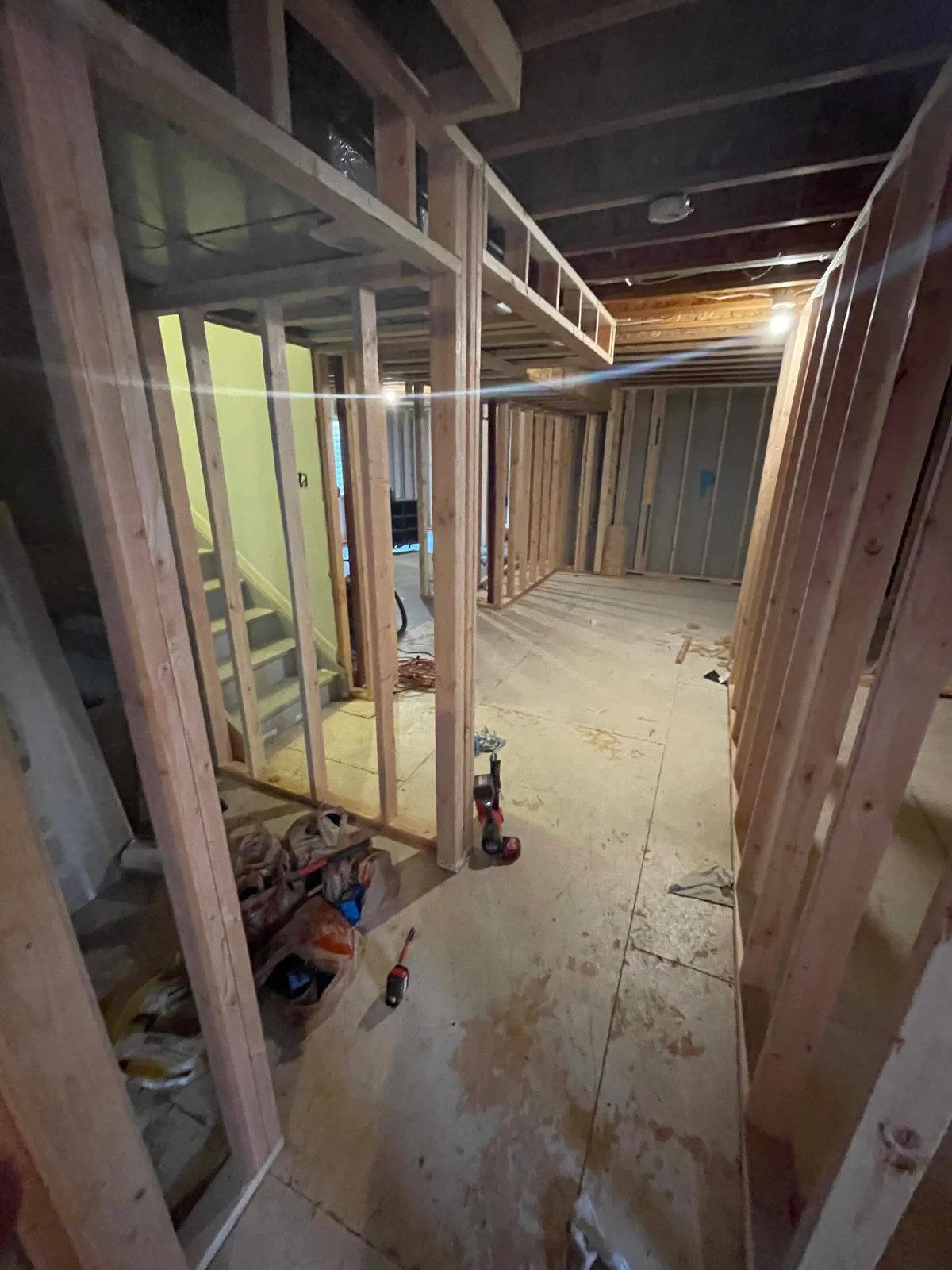 basement framing project by BK Construction