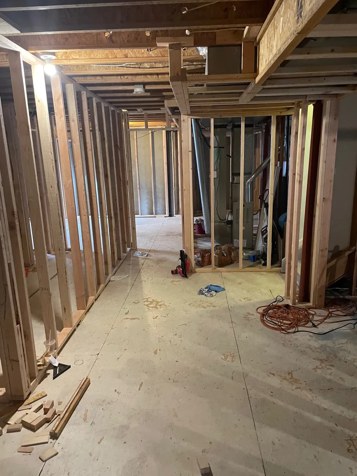 basement framing project by BK Construction