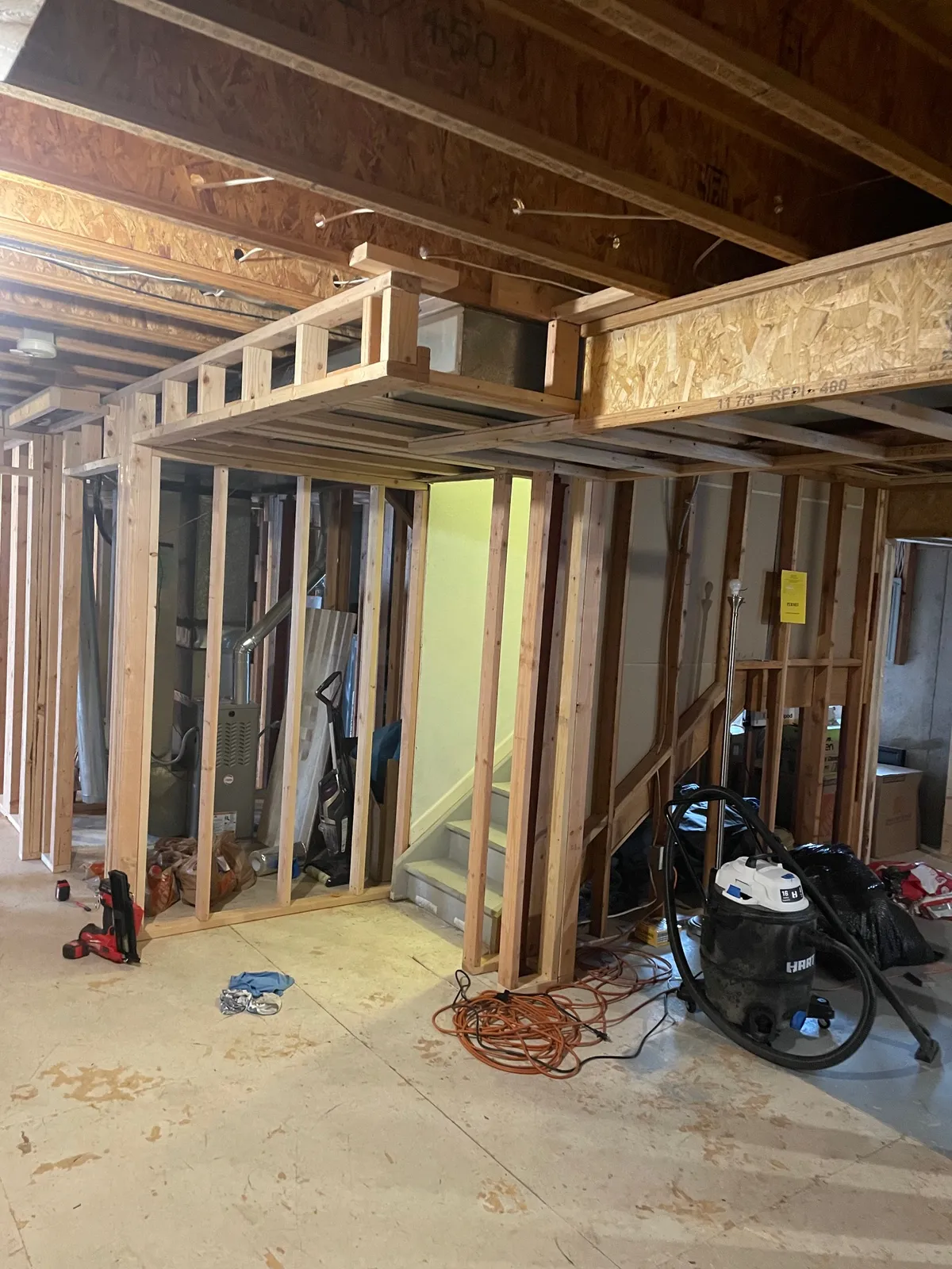 basement framing project by BK Construction